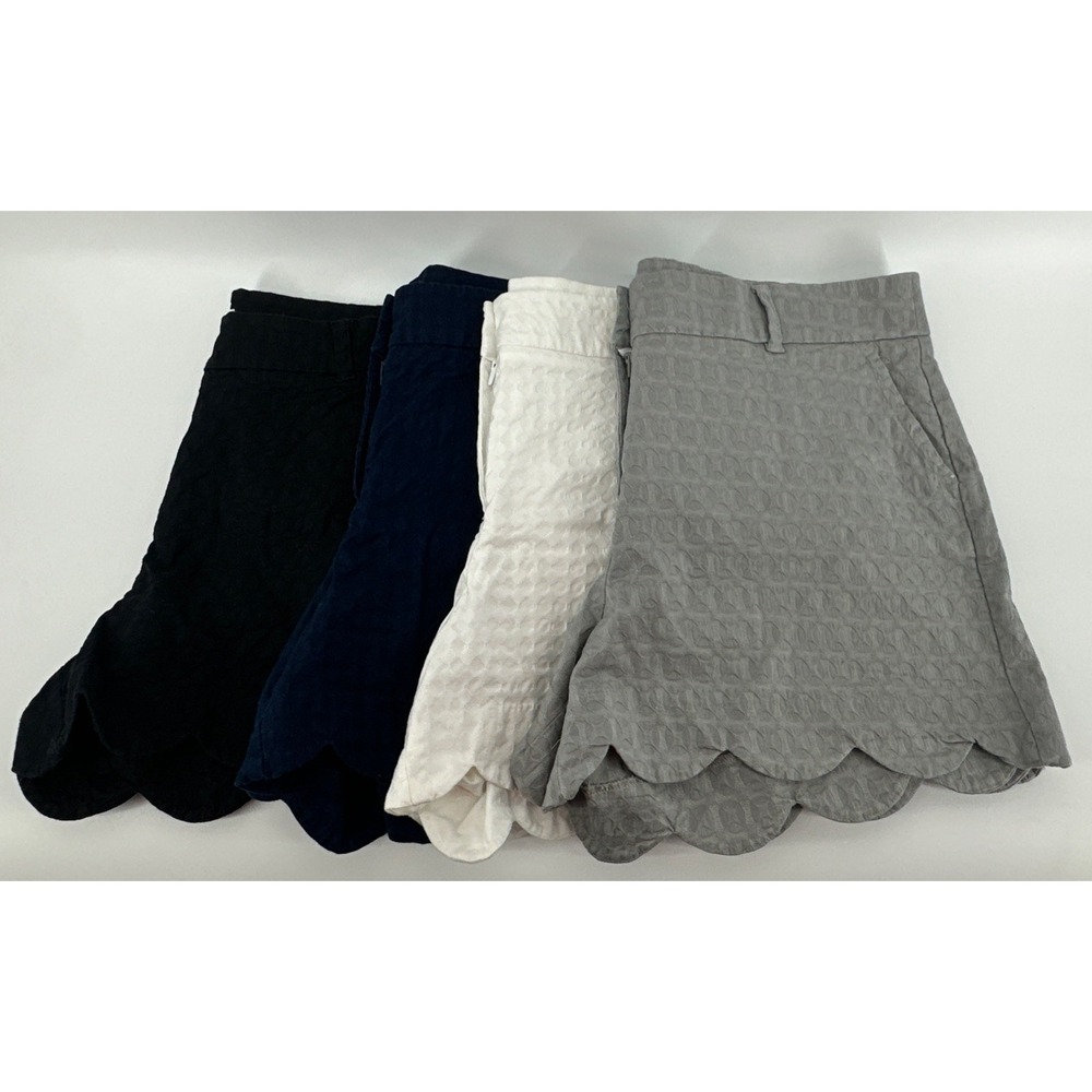 Womens Shorts Lot 4 Crown & Ivy Shelby Sz 16 Scalloped White, Gray, Navy, Black
